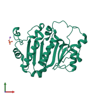 PDB entry 6jdp coloured by chain, front view.