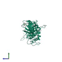 PDB entry 6jdr coloured by chain, side view.