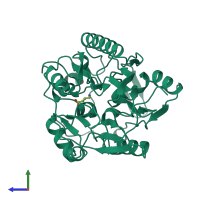 PDB entry 6jdw coloured by chain, side view.