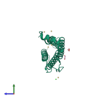 PDB entry 6jee coloured by chain, side view.