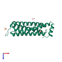 PDB entry 6jee coloured by chain, top view.