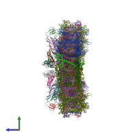 PDB entry 6jeo coloured by chain, side view.