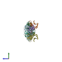 PDB entry 6jep coloured by chain, side view.