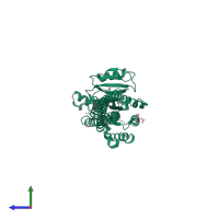 PDB entry 6jfk coloured by chain, side view.
