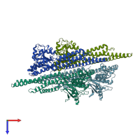 PDB entry 6jfl coloured by chain, top view.