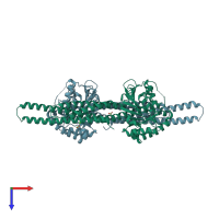 PDB entry 6jfm coloured by chain, top view.