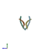 PDB entry 6jfv coloured by chain, side view.