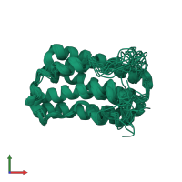 PDB entry 6jhd coloured by chain, ensemble of 15 models, front view.
