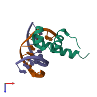PDB entry 6jhe coloured by chain, top view.