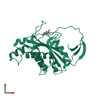 PDB 6jhu coloured by chain and viewed from the front.
