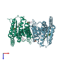 PDB entry 6jid coloured by chain, top view.