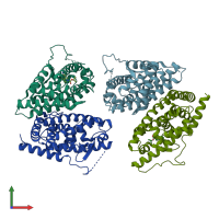 PDB entry 6jio coloured by chain, front view.