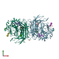 PDB entry 6jjn coloured by chain, front view.