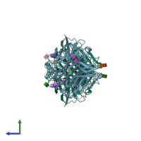 PDB entry 6jjn coloured by chain, side view.