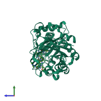 PDB entry 6jk6 coloured by chain, side view.