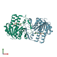 PDB entry 6jkh coloured by chain, front view.