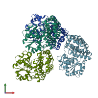 PDB entry 6jko coloured by chain, front view.