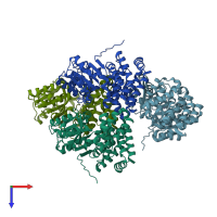 PDB entry 6jko coloured by chain, top view.