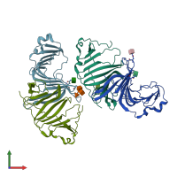 PDB entry 6jla coloured by chain, front view.