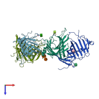 PDB entry 6jla coloured by chain, top view.