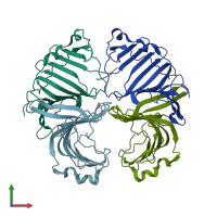 PDB entry 6jld coloured by chain, front view.