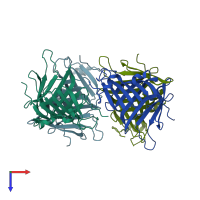 PDB entry 6jld coloured by chain, top view.