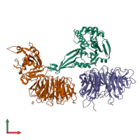 PDB entry 6jlq coloured by chain, front view.