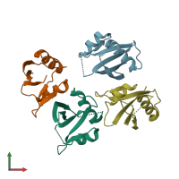 PDB entry 6jm4 coloured by chain, front view.