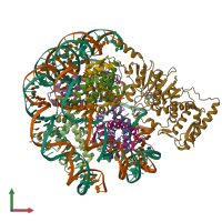 PDB entry 6jm9 coloured by chain, front view.