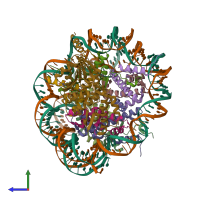 PDB entry 6jm9 coloured by chain, side view.