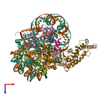 PDB entry 6jm9 coloured by chain, top view.