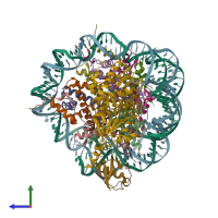 PDB entry 6jma coloured by chain, side view.