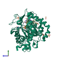 PDB entry 6jmd coloured by chain, side view.