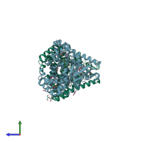 PDB entry 6jmh coloured by chain, side view.