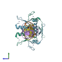 PDB entry 6jnm coloured by chain, side view.