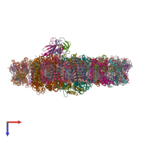 PDB entry 6jo5 coloured by chain, top view.