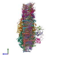 PDB entry 6jo6 coloured by chain, side view.