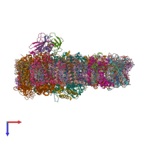 PDB entry 6jo6 coloured by chain, top view.