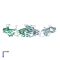 PDB entry 6jo7 coloured by chain, top view.