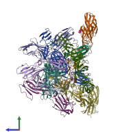 PDB entry 6jo8 coloured by chain, side view.