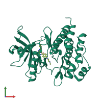 PDB entry 6jol coloured by chain, front view.