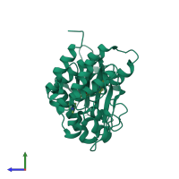 PDB entry 6jol coloured by chain, side view.