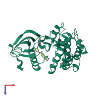 PDB entry 6jol coloured by chain, top view.