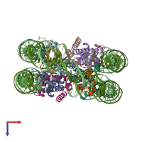 PDB entry 6jou coloured by chain, top view.