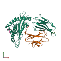 PDB entry 6jp3 coloured by chain, front view.
