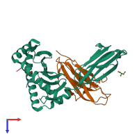 PDB entry 6jp3 coloured by chain, top view.