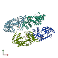 PDB entry 6jp9 coloured by chain, front view.