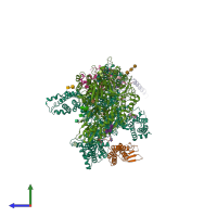 PDB entry 6jpb coloured by chain, side view.