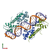 PDB entry 6jpi coloured by chain, front view.