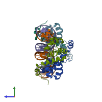 PDB entry 6jpi coloured by chain, side view.